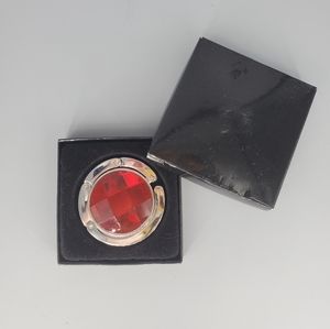 Red Rhinestone Silvertone Purse Hook Hanger